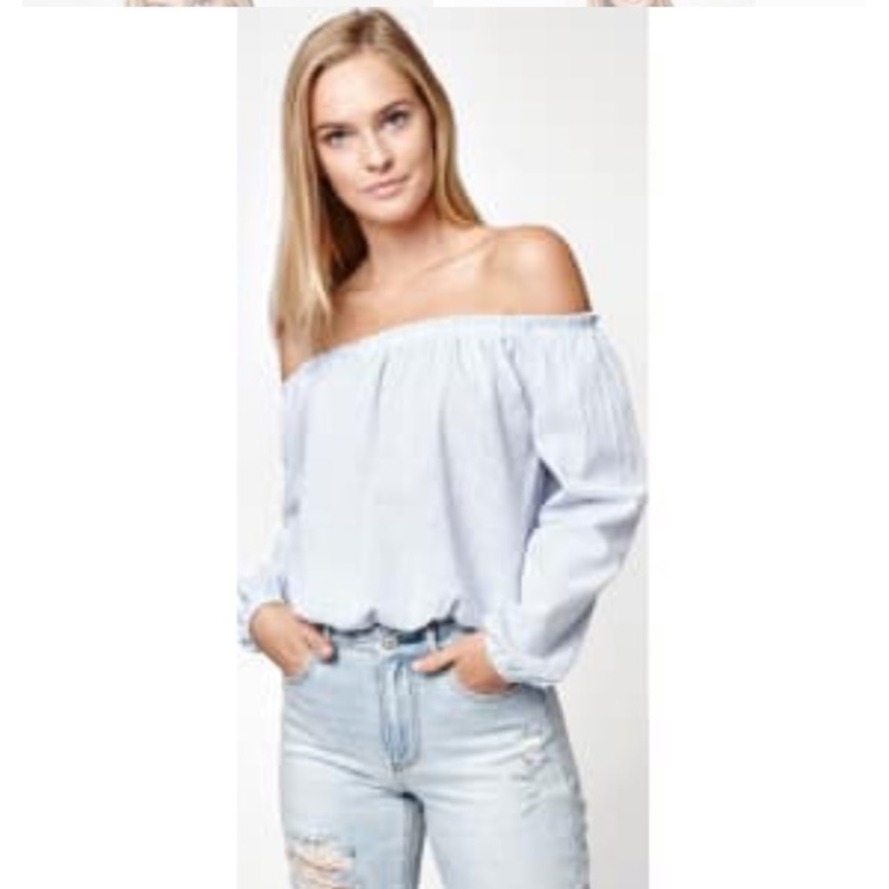 Off The Shoulder Pinstripe Top